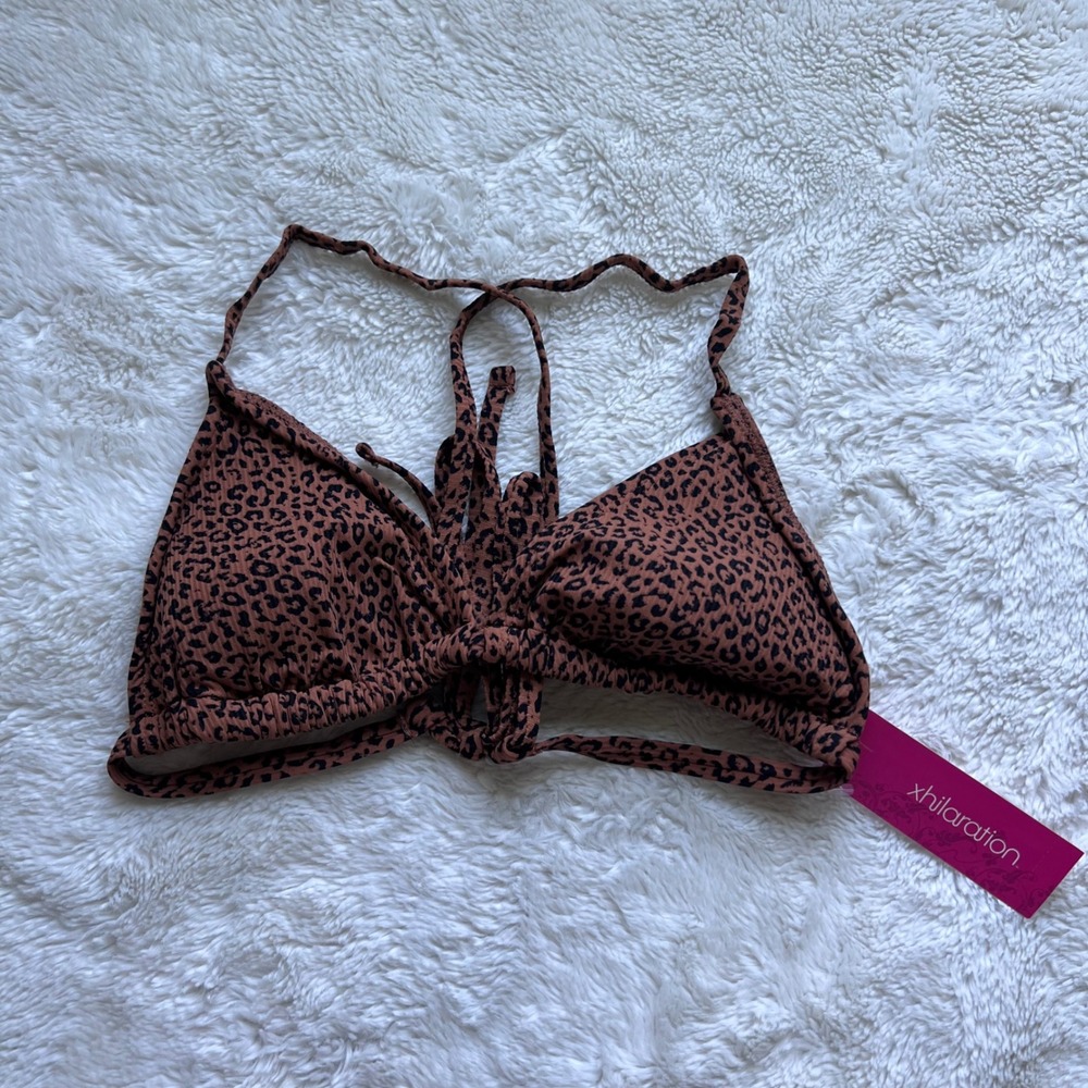 Xhilaration Brown Leopard Print Bikini Top